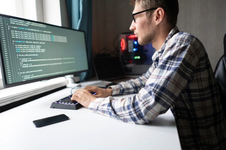 a programmer developer making new code script, working on cybersecurity application